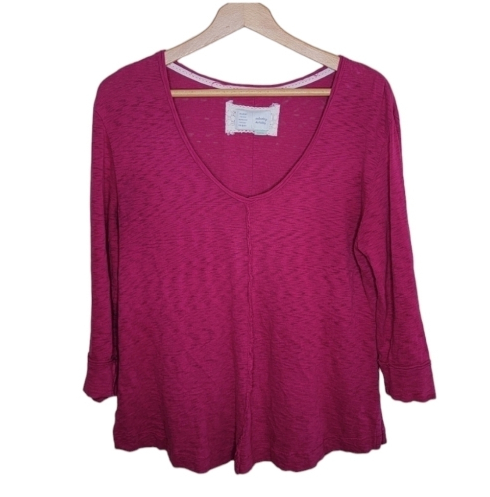 Anthropologie Saturday Sunday | Magenta Exposed Seam Burnout Top